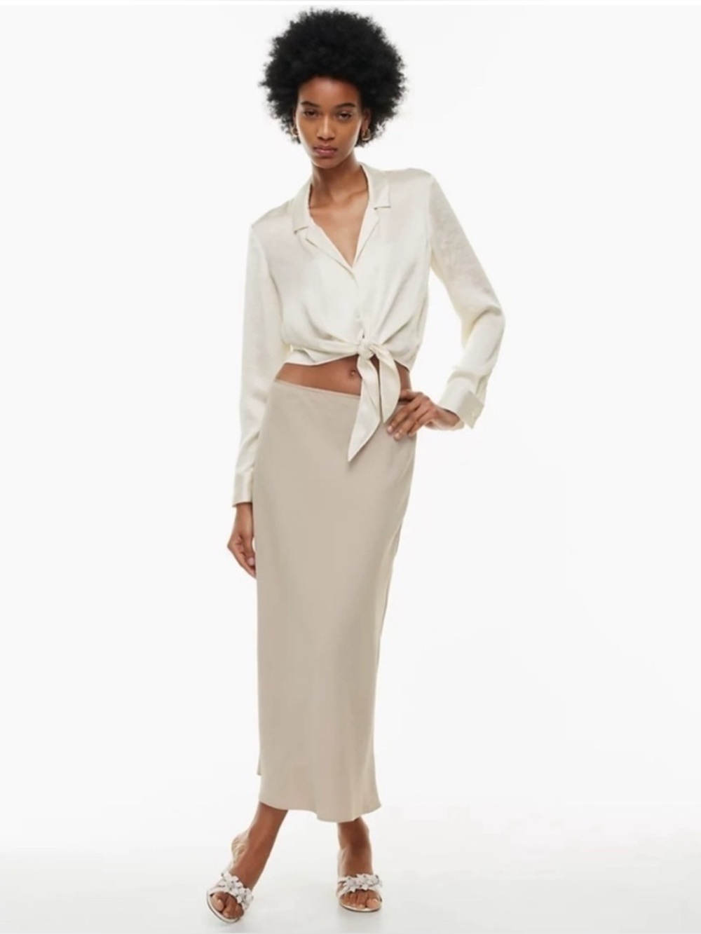 Aritzia Wilfred Tie-Front Satin Blouse Women’s size Small